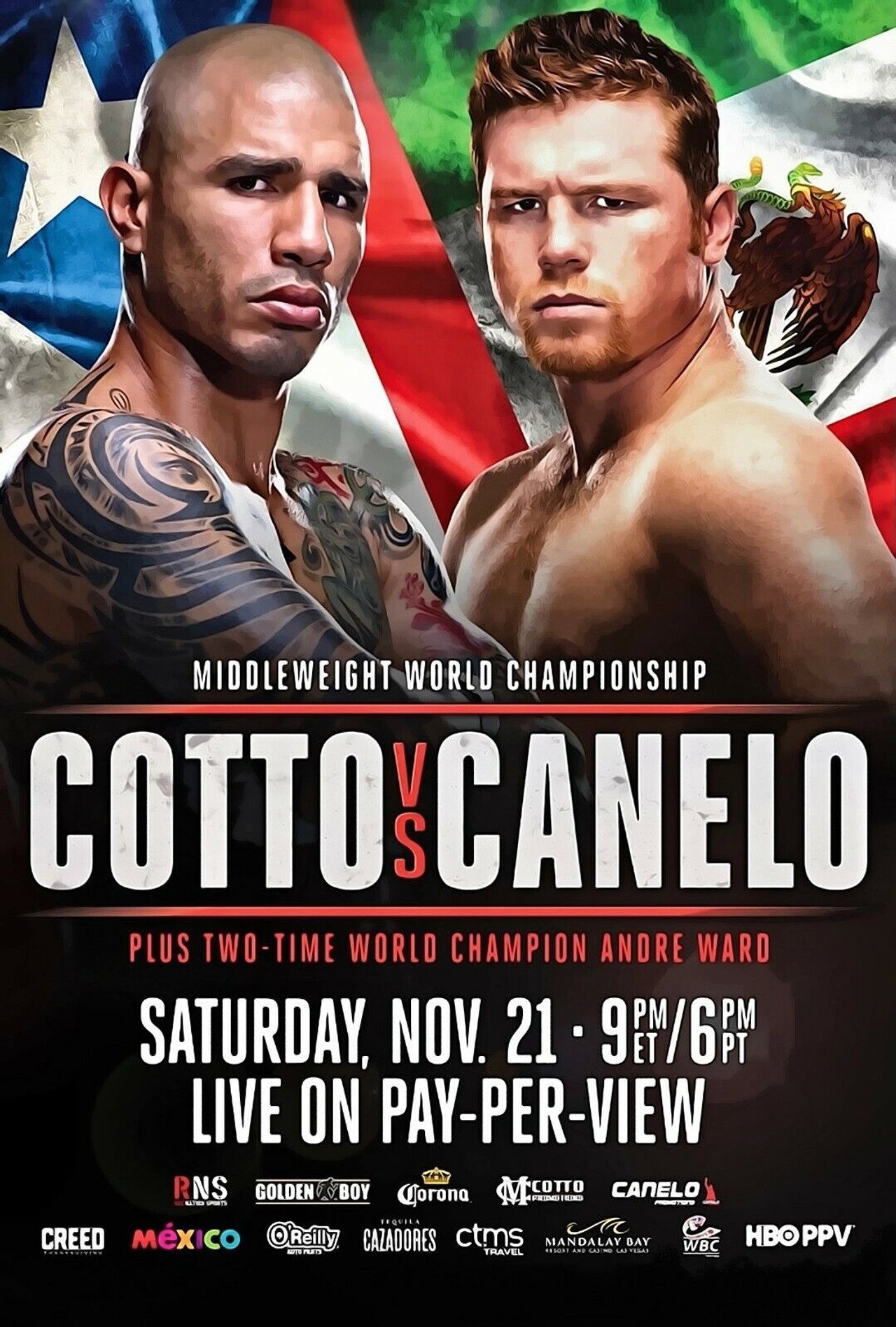 Miguel Cotto vs. Canelo Álvarez filmaffisch