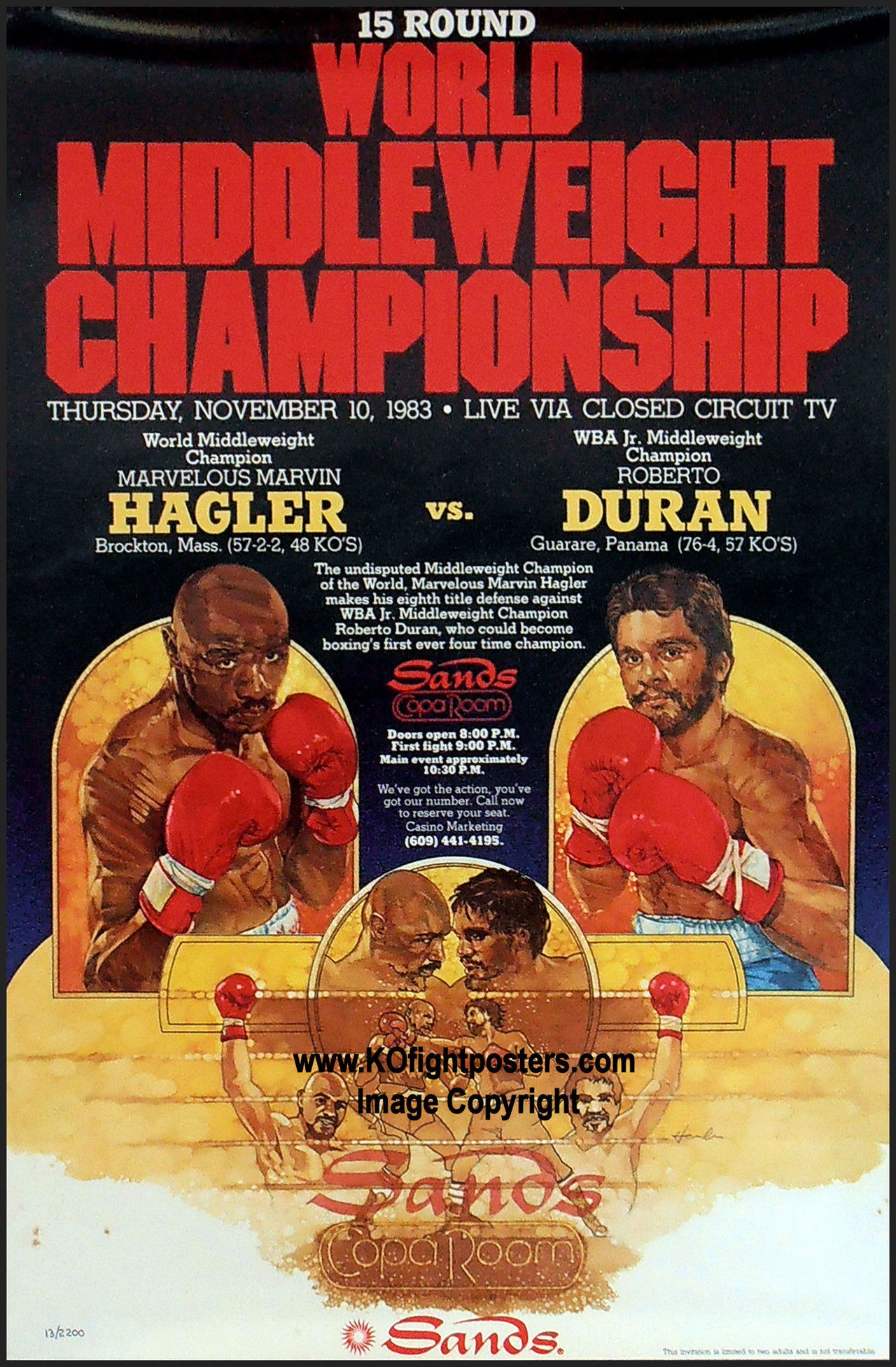 Marvin Hagler vs Roberto Duran Backdrop