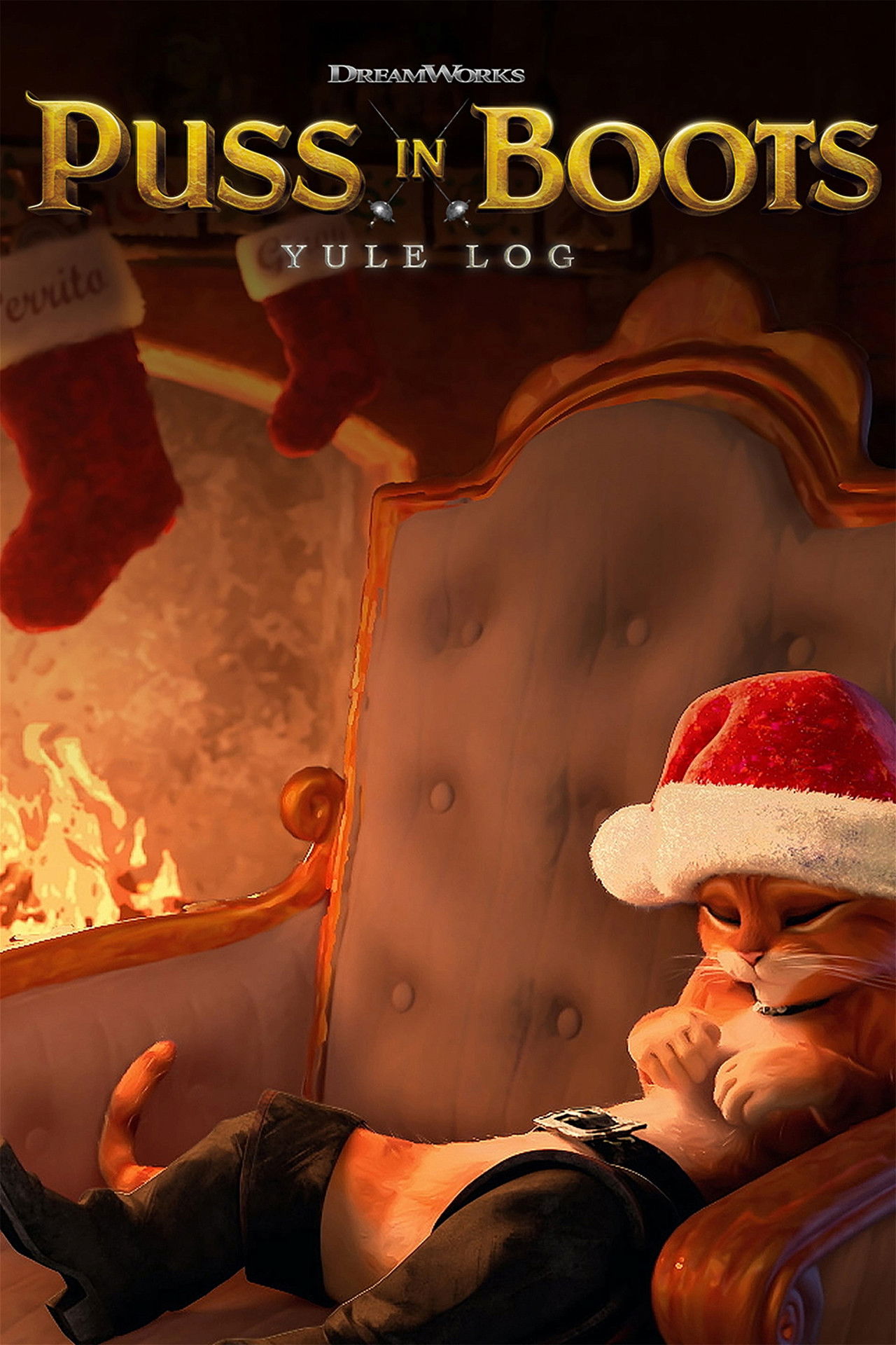 Puss in Boots' Yule Log Backdrop