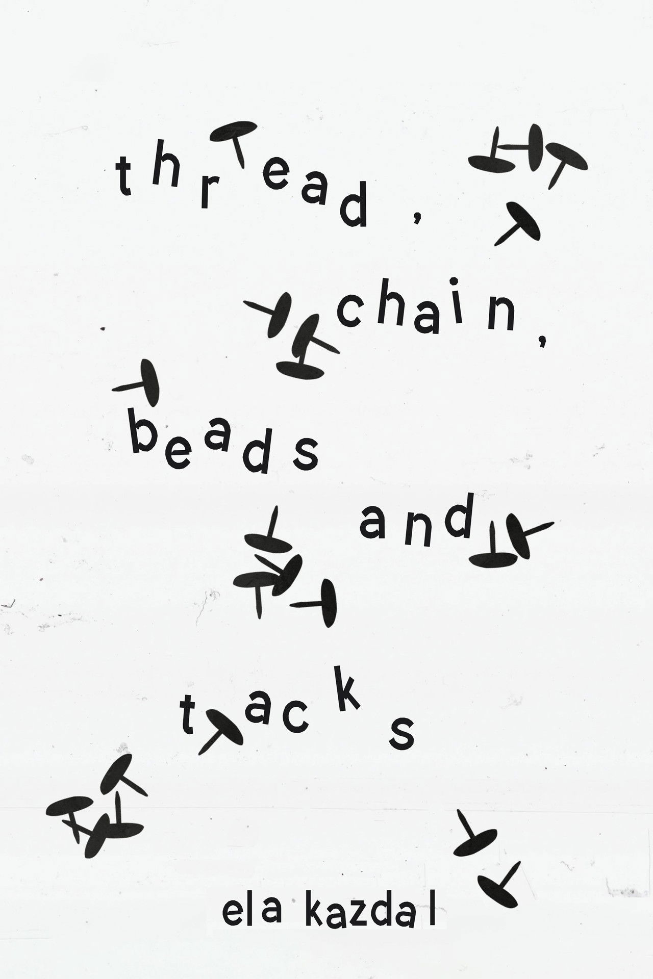 thread, chain, beads, and tacks poster