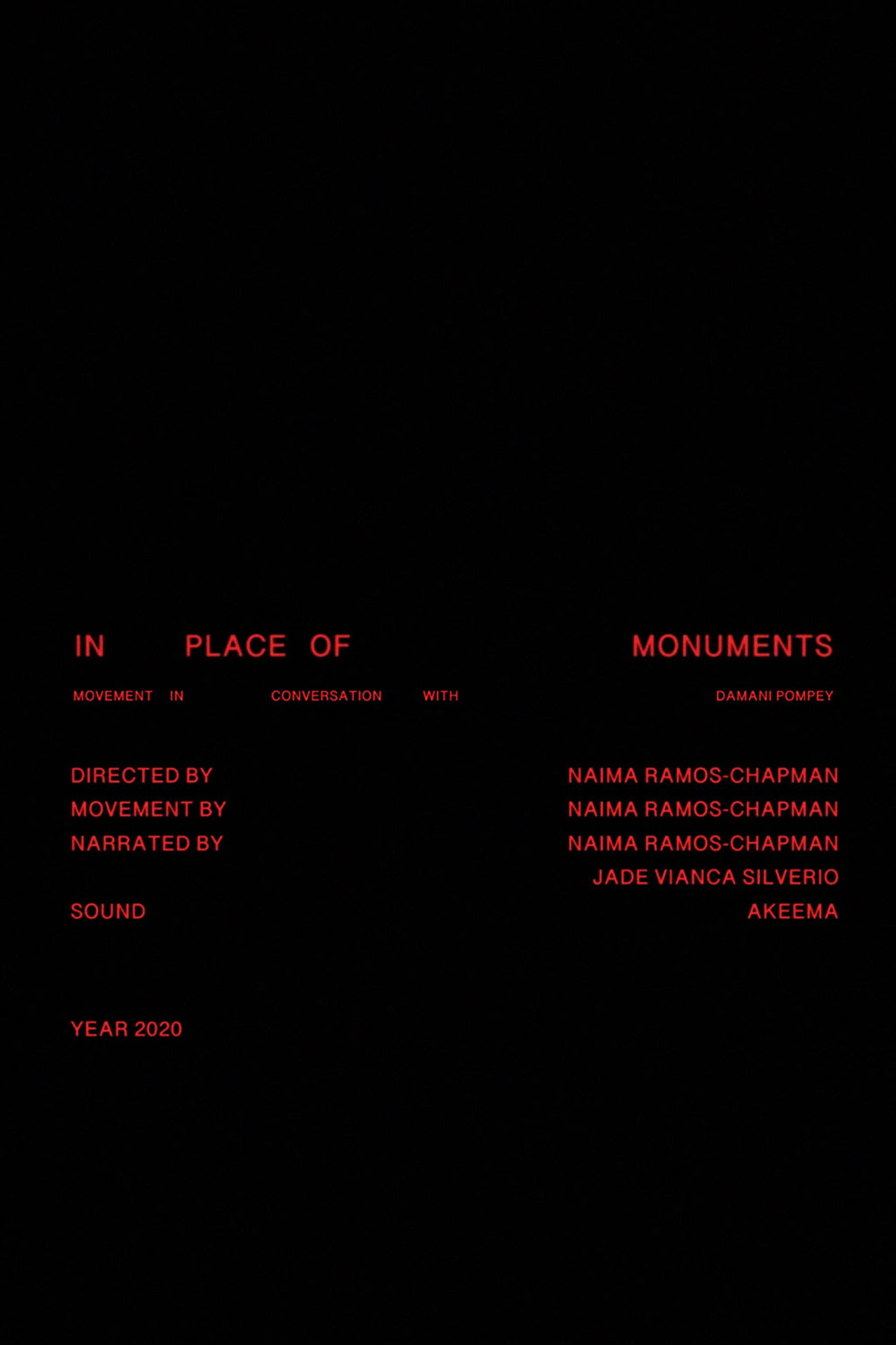 In Place of Monuments filmaffisch