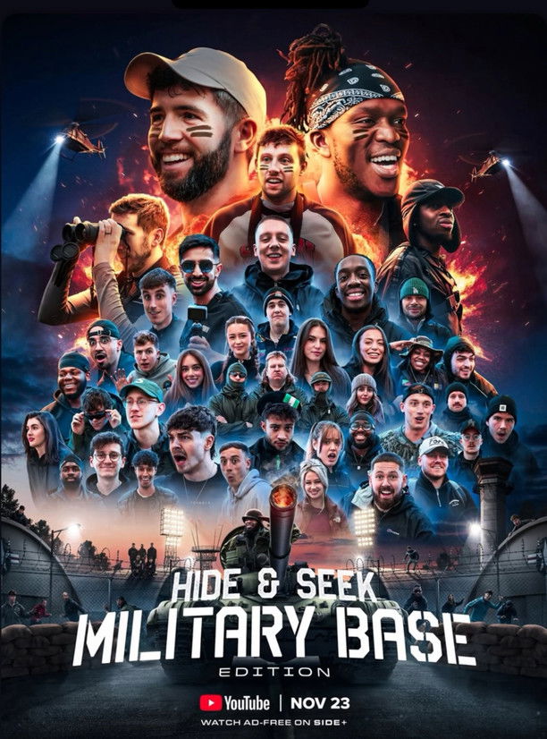 Sidemen Vs 50 Youtubers Ultimate Hide And Seek In A Military Base poster