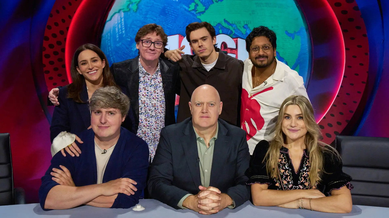 Still from Rhys James, Ed Byrne, Janine Harouni, Harriet Kemsley, Glenn Moore and Ahir Shah