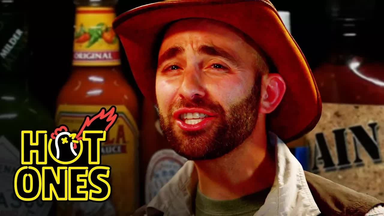 Hot Ones - Season 3 Episode 21 : Coyote Peterson Gets STUNG by Spicy Wings
