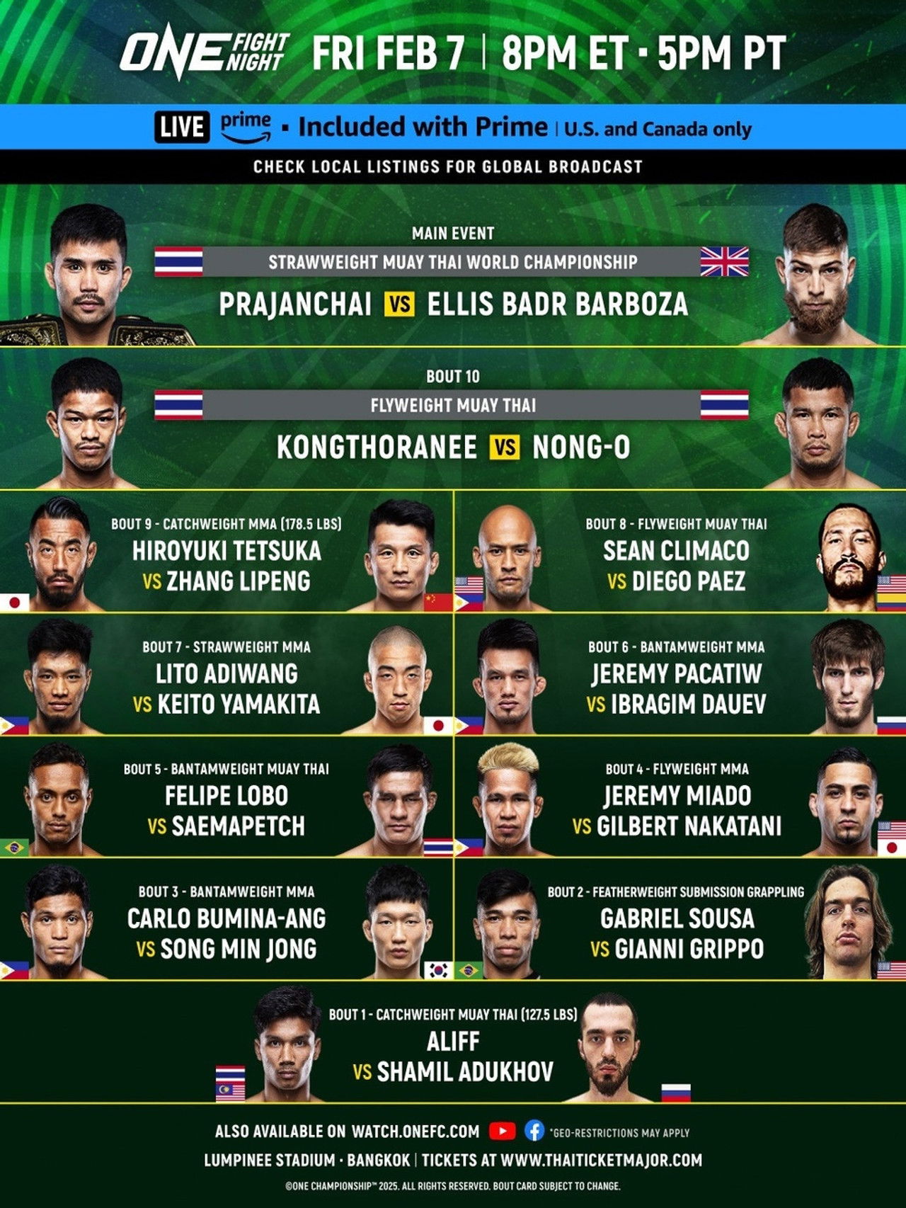 ONE Fight Night 28: Prajanchai vs. Barboza
