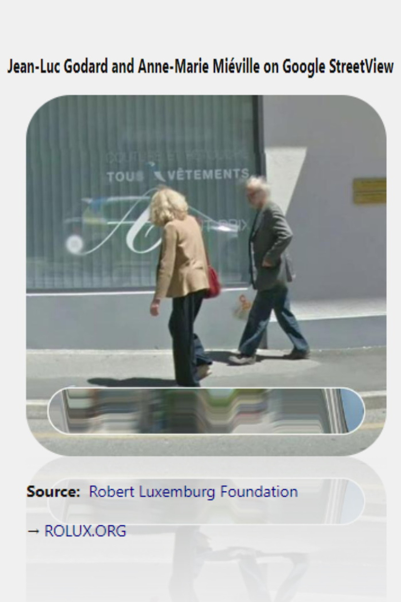 Jean-Luc Godard and Anne-Marie Miéville on Google StreetView Backdrop