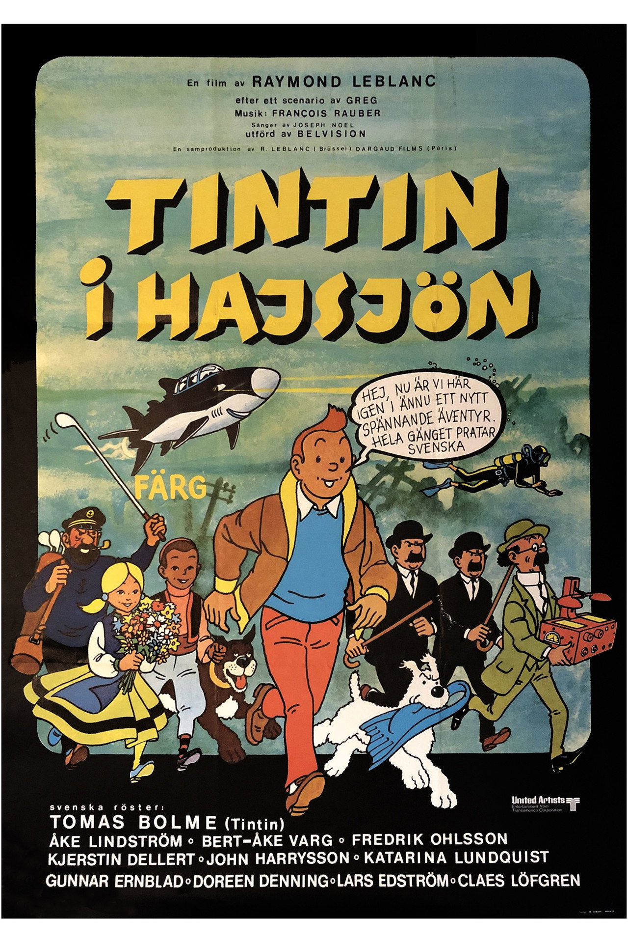 Tintin i Hajsjön filmaffisch