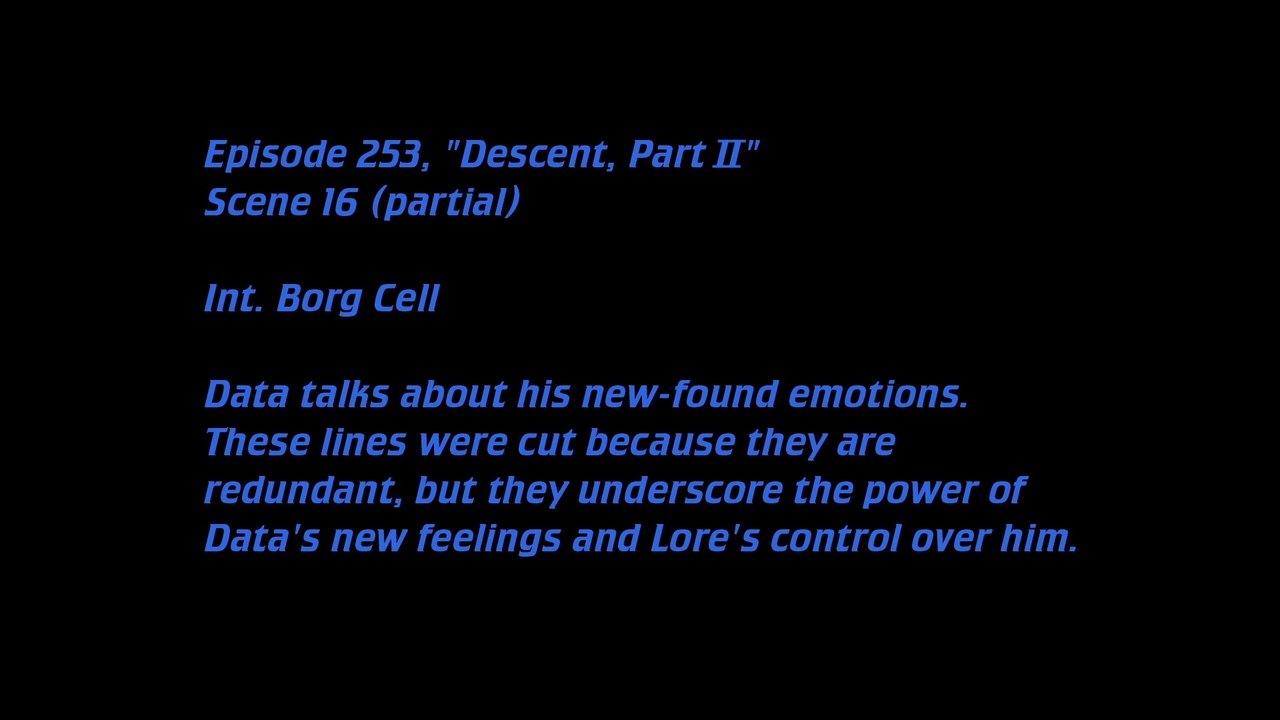 Star Trek: The Next Generation - Season 0 Episode 116 : Deleted Scenes: S07E01 - Descent (2)