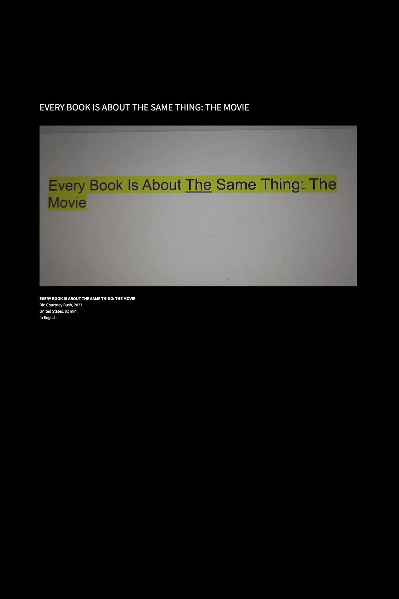 Every Book Is About the Same Thing: The Movie Backdrop