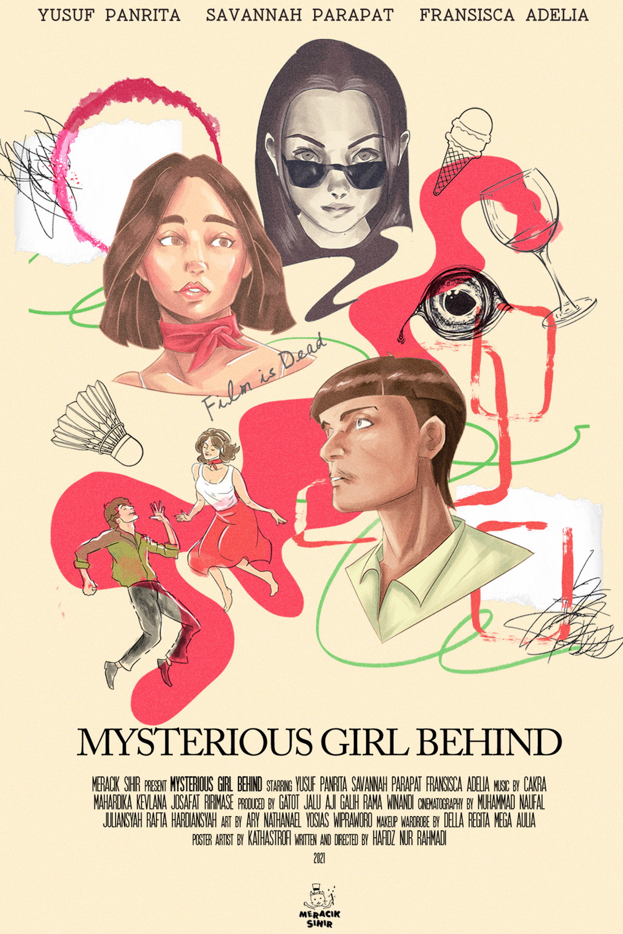 Mysterious Girl Behind Backdrop
