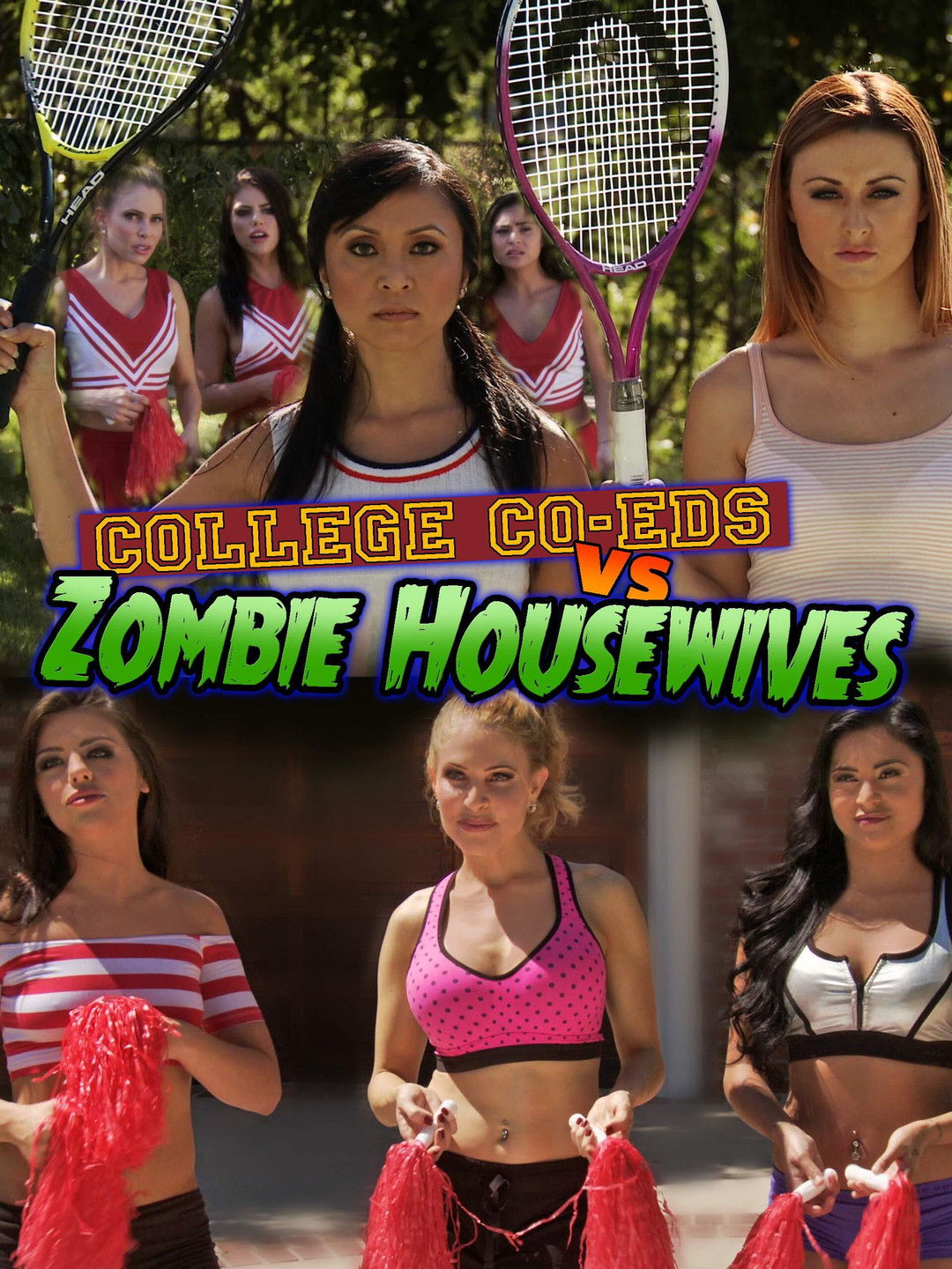 College Coeds vs. Zombie Housewives Backdrop