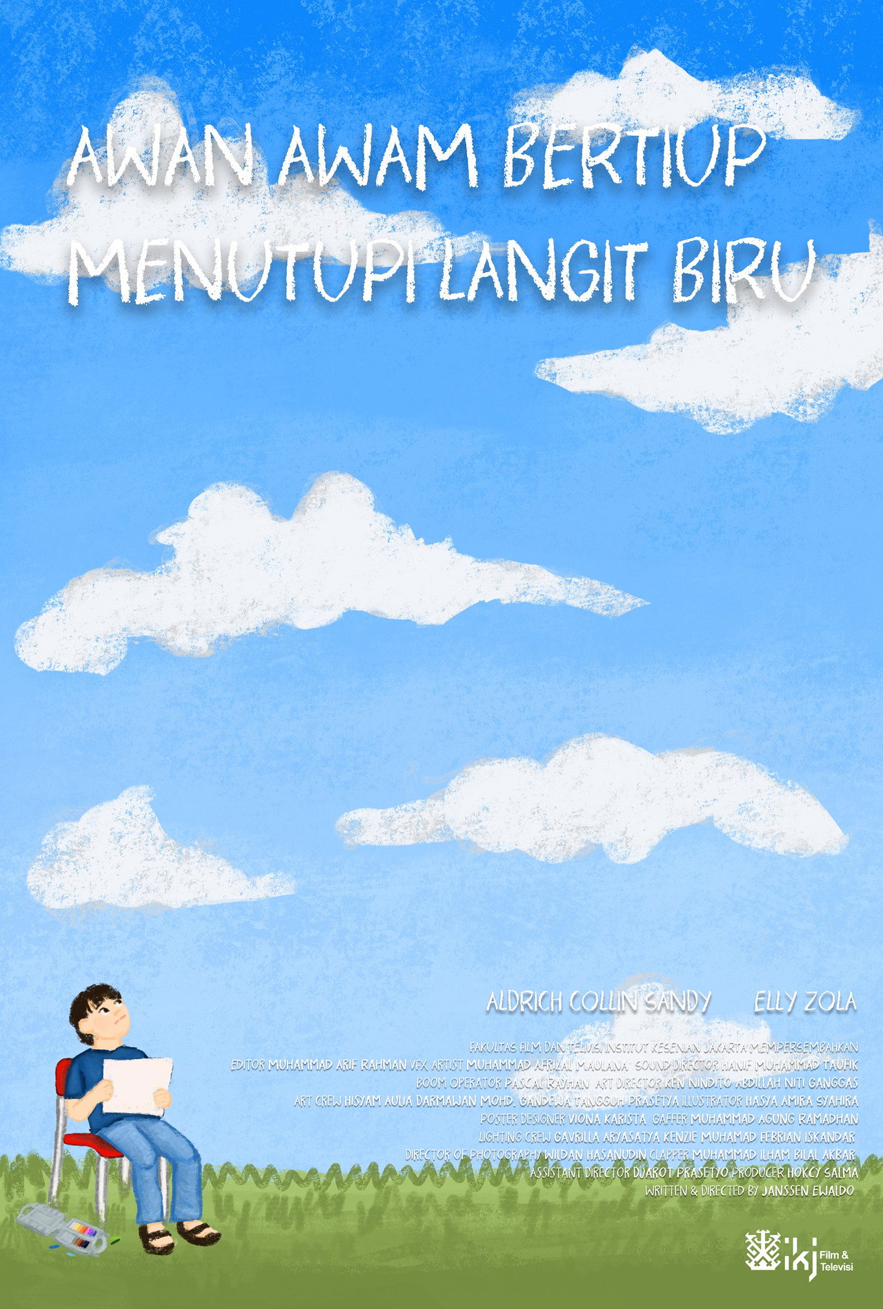 Awan Awam Bertiup Menutupi Langit Biru Backdrop