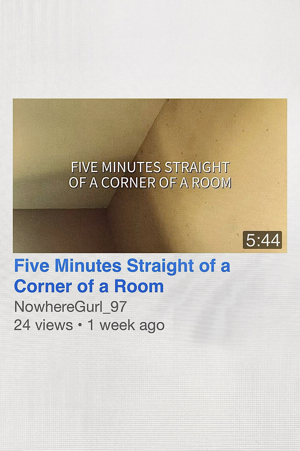 Five Minutes Straight of a Corner of a Room Backdrop