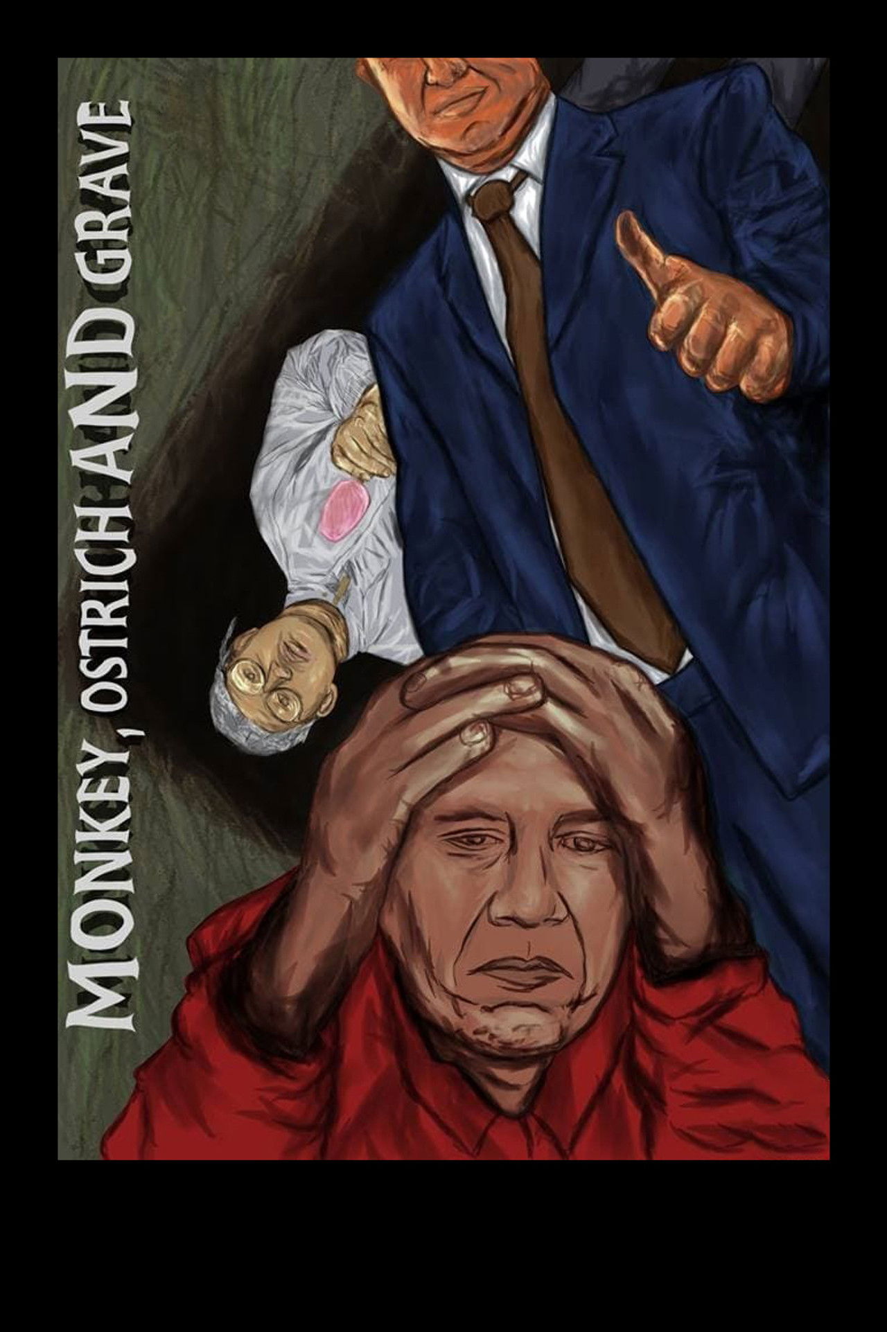 Monkey, Ostrich and Grave Backdrop