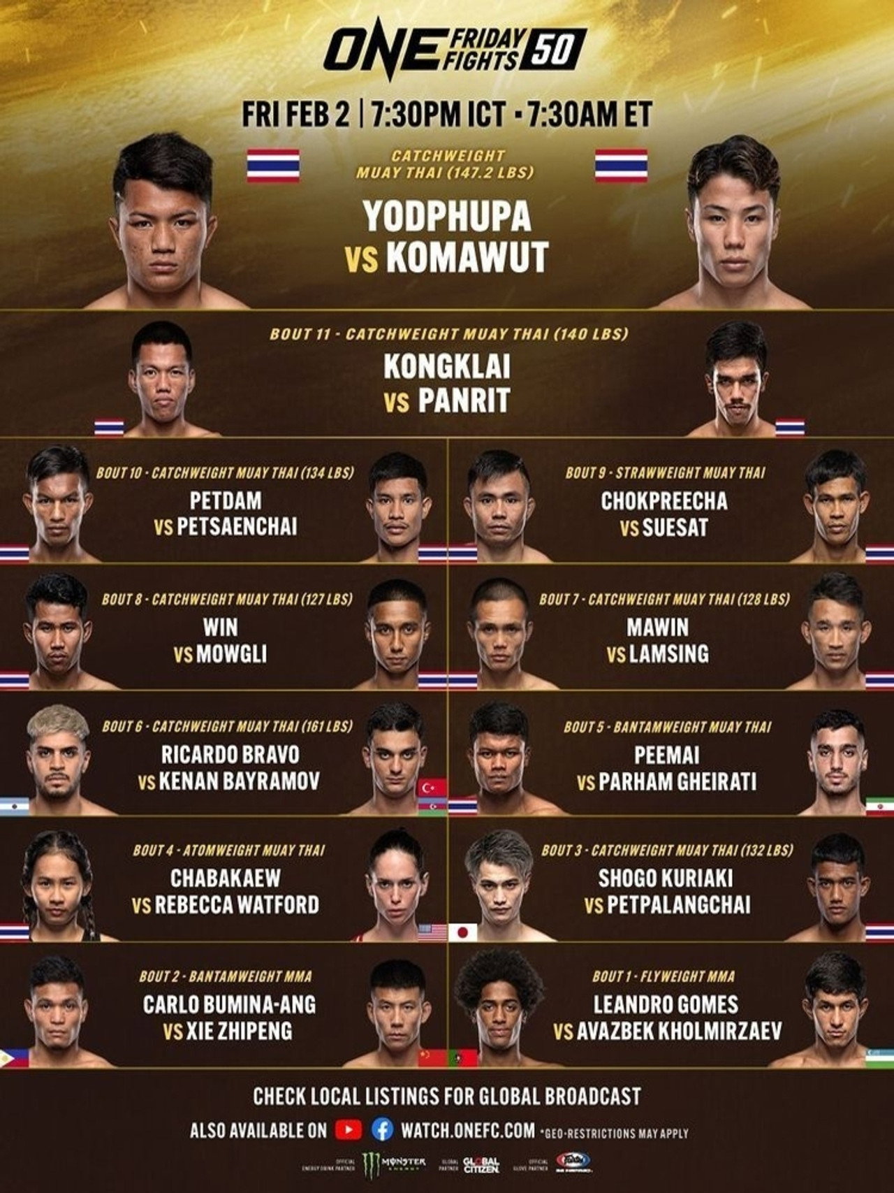 ONE Friday Fights 50: Yodphupa vs. Komawut filmaffisch
