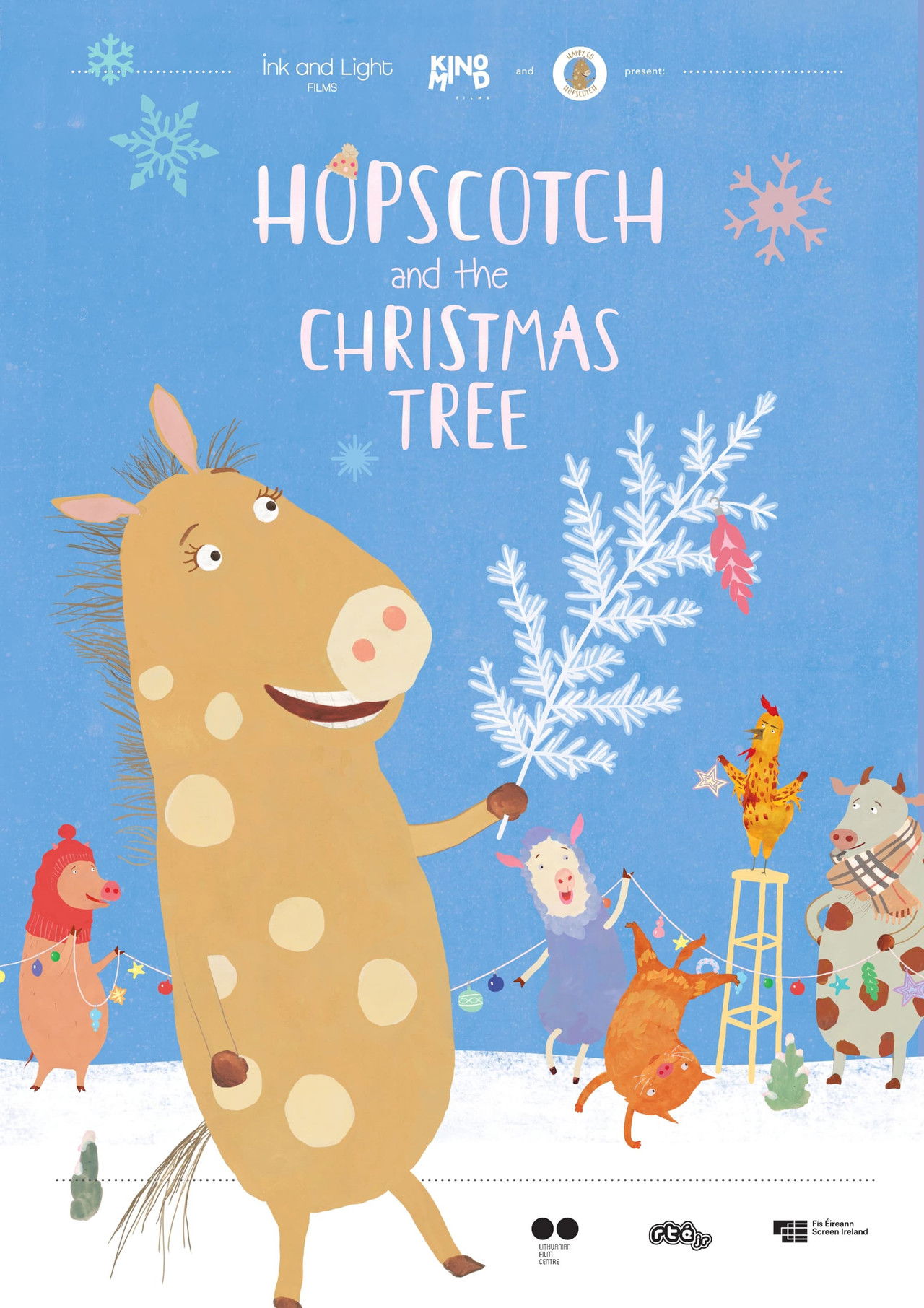 Hopscotch and the Christmas Tree Backdrop