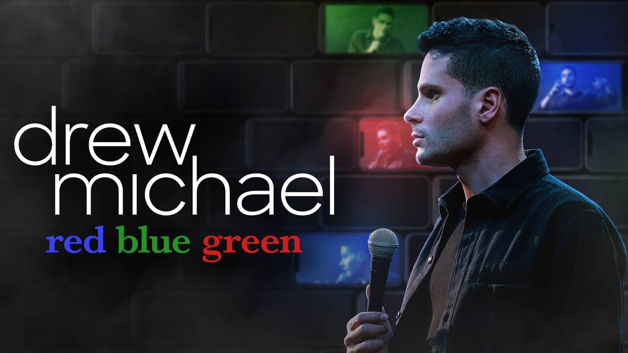 drew michael: red blue green background