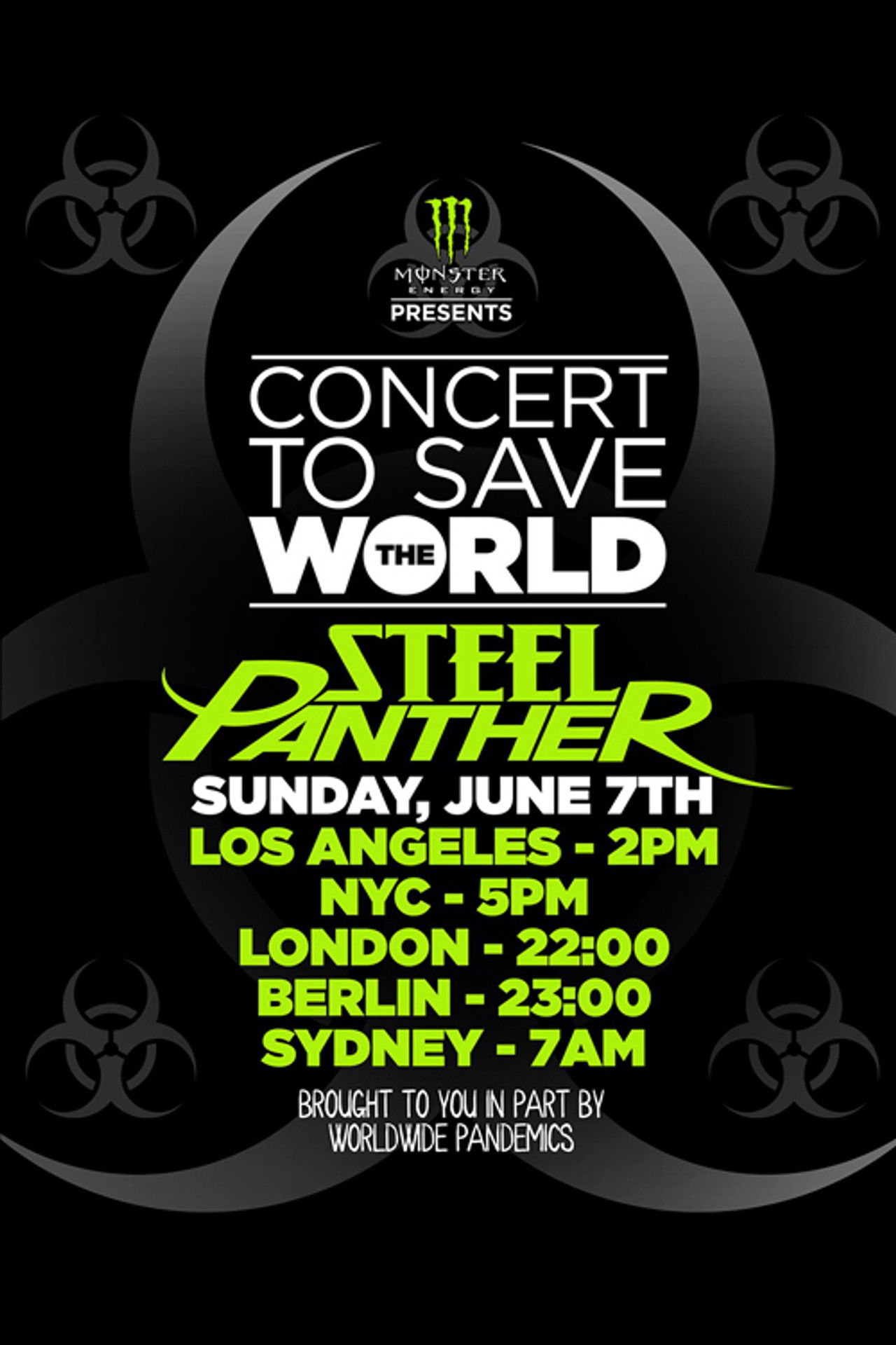 Steel Panther - Concert To Save The World Backdrop