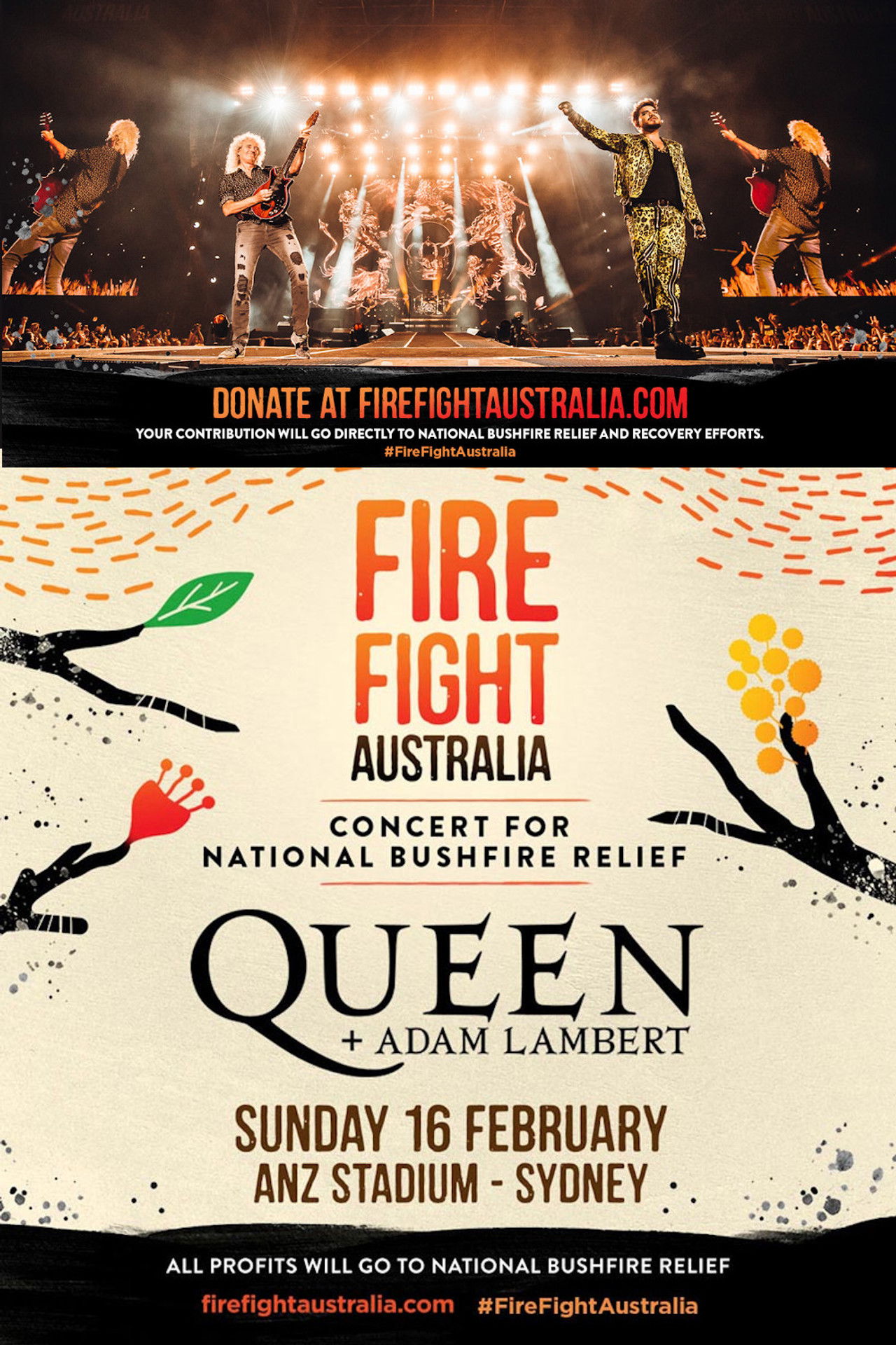 Queen + Adam Lambert: Fire Fight Australia Backdrop