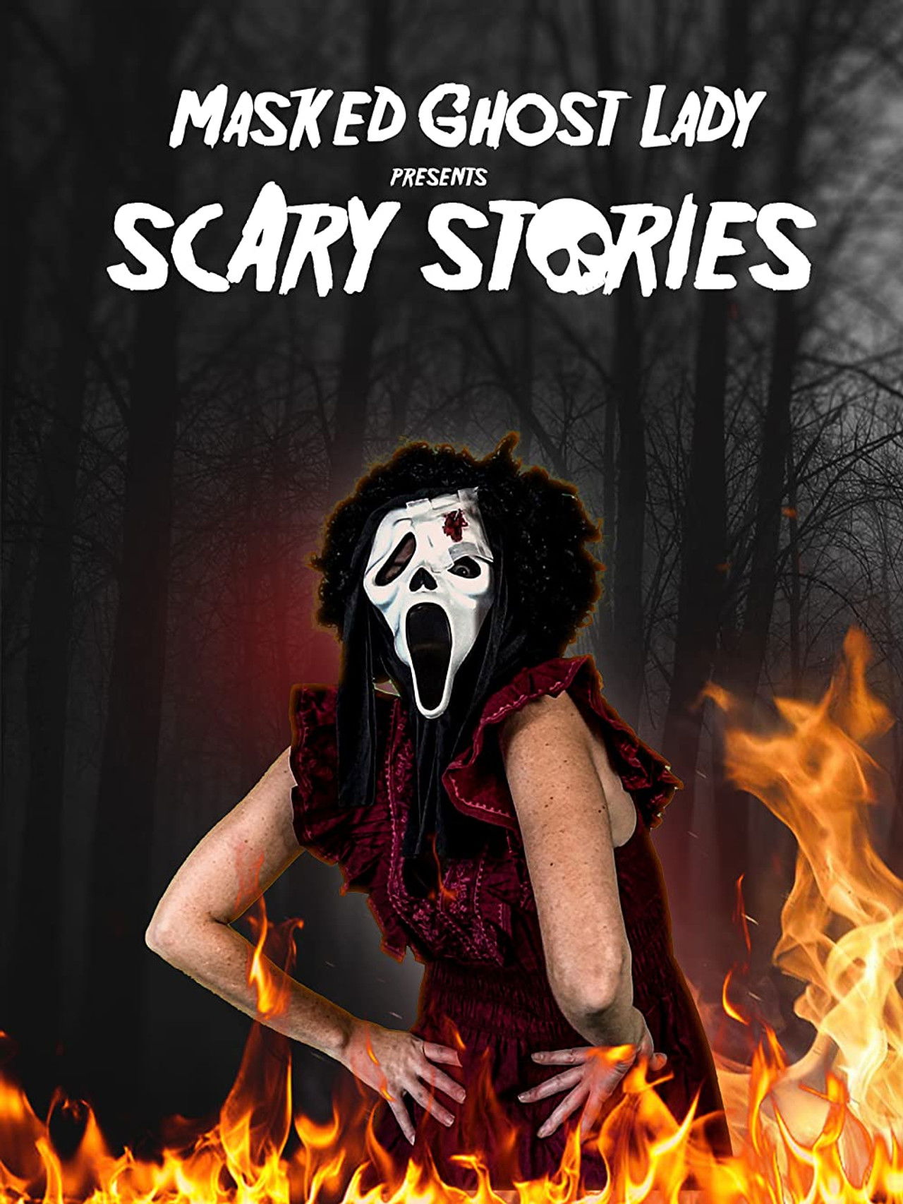 Masked Ghost Lady Presents Scary Stories Backdrop