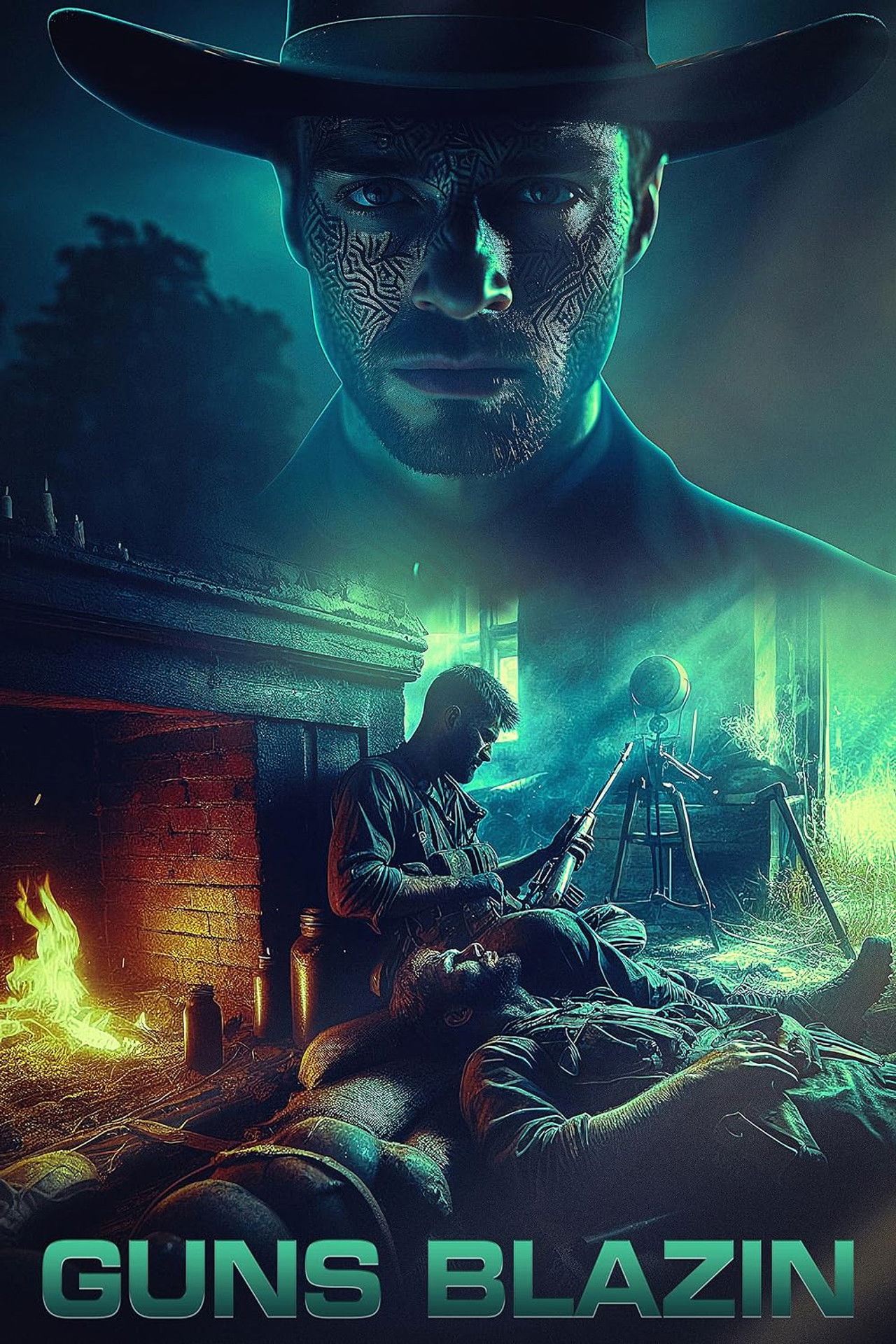 Guns Blazin Backdrop