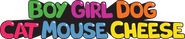 Logo of Boy Girl Dog Cat Mouse Cheese image size 2858x596