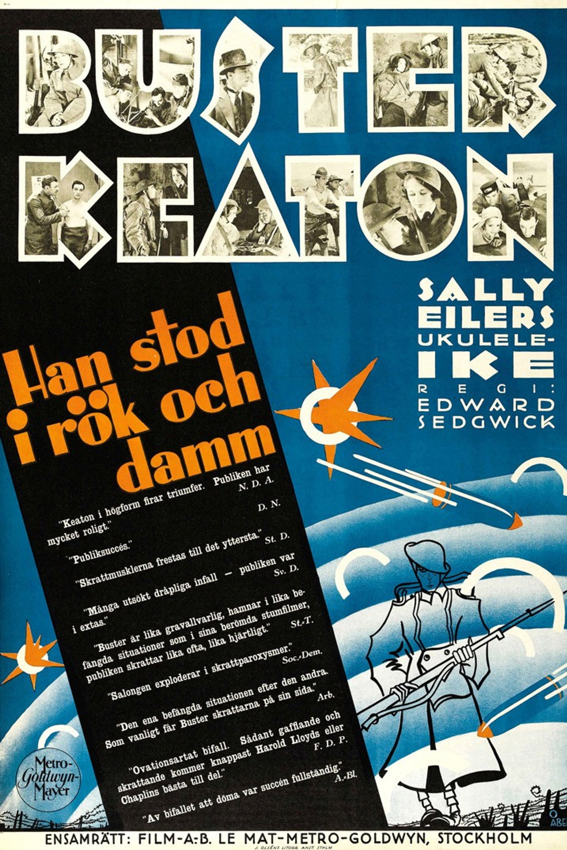 Han stod i rök och damm