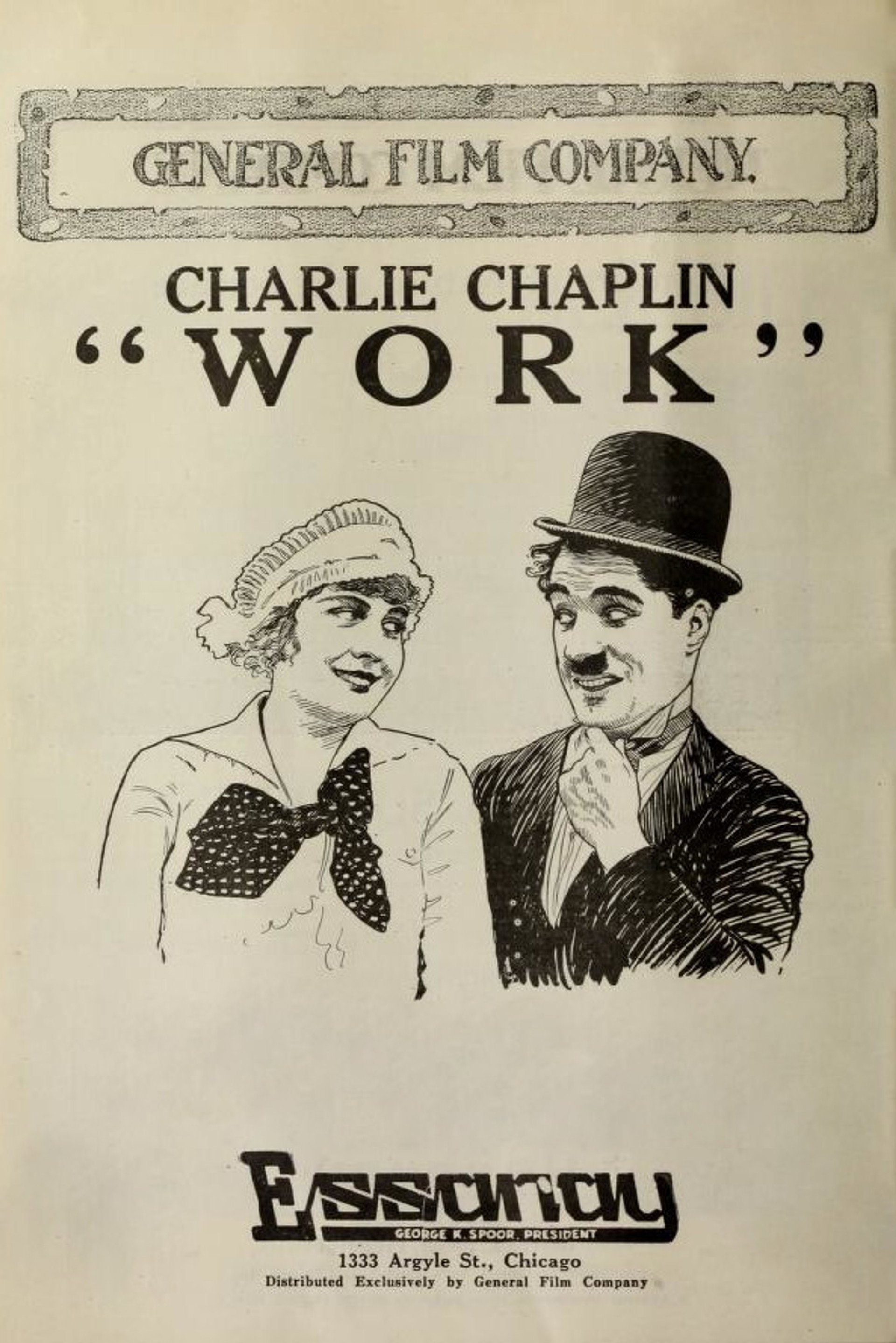 Charlot, trabajando de papelista