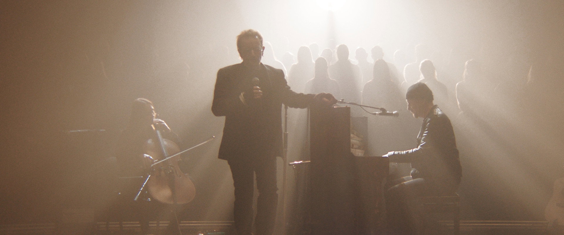 Bono & The Edge: A Sort of Homecoming with Dave Letterman backdrop