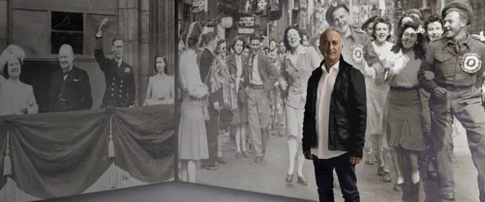 Tony Robinson's VE Day Minute by Minute backdrop