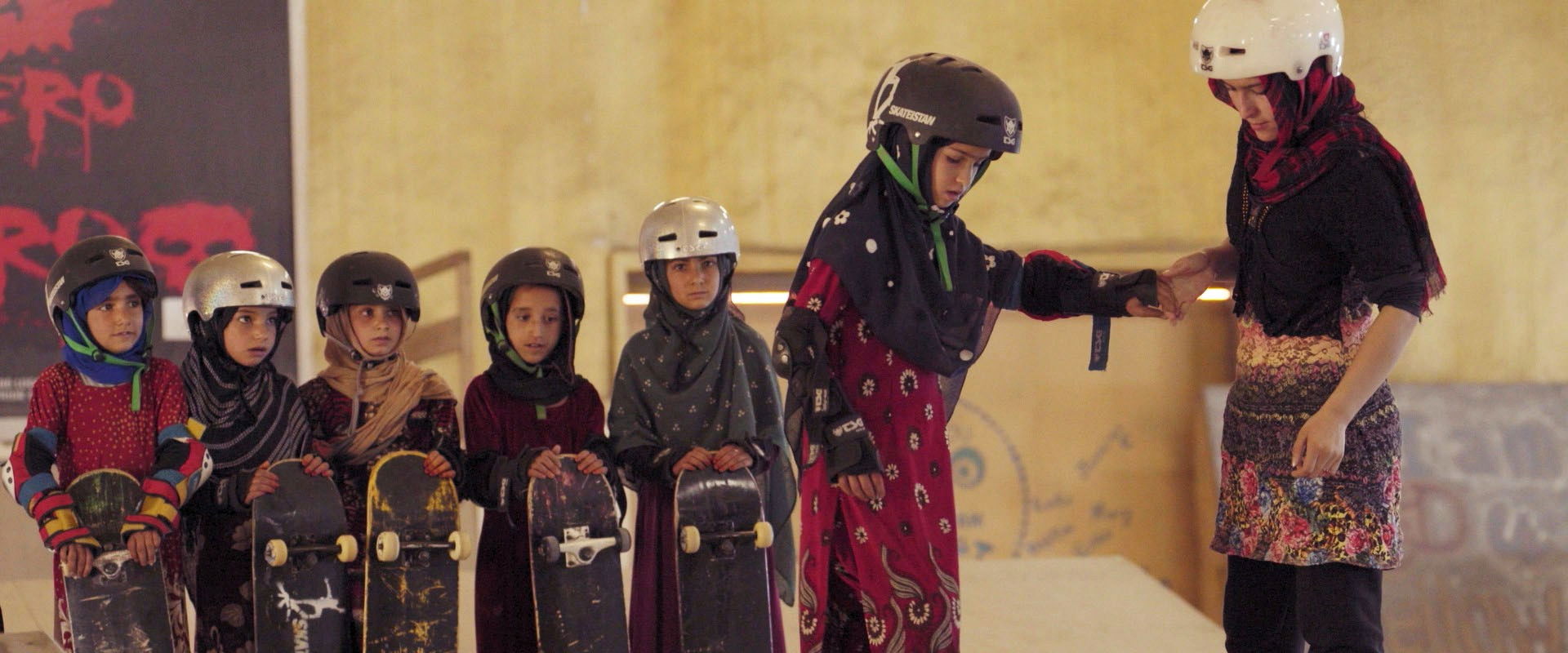 Learning to Skateboard in a Warzone (If You're a Girl) backdrop
