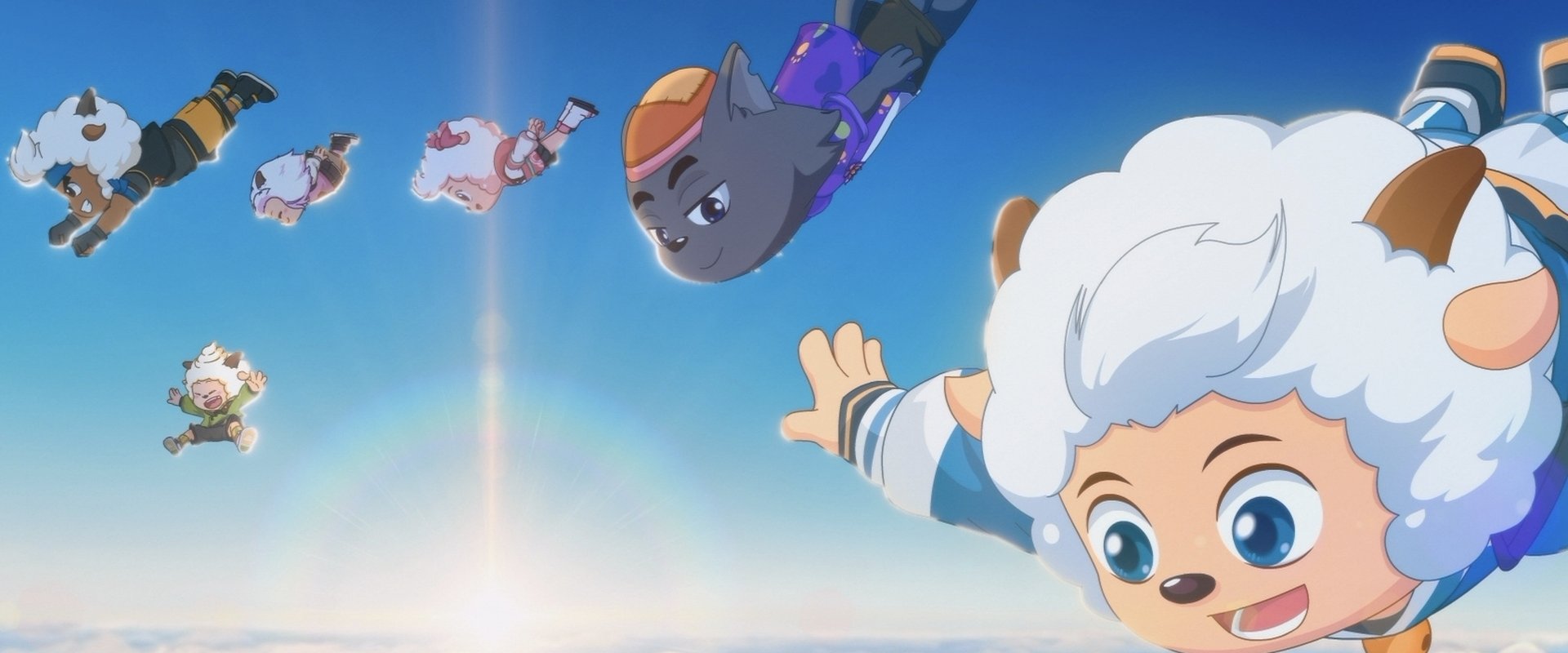 Pleasant  Goat and Big Big Wolf: Bright New Dawn backdrop