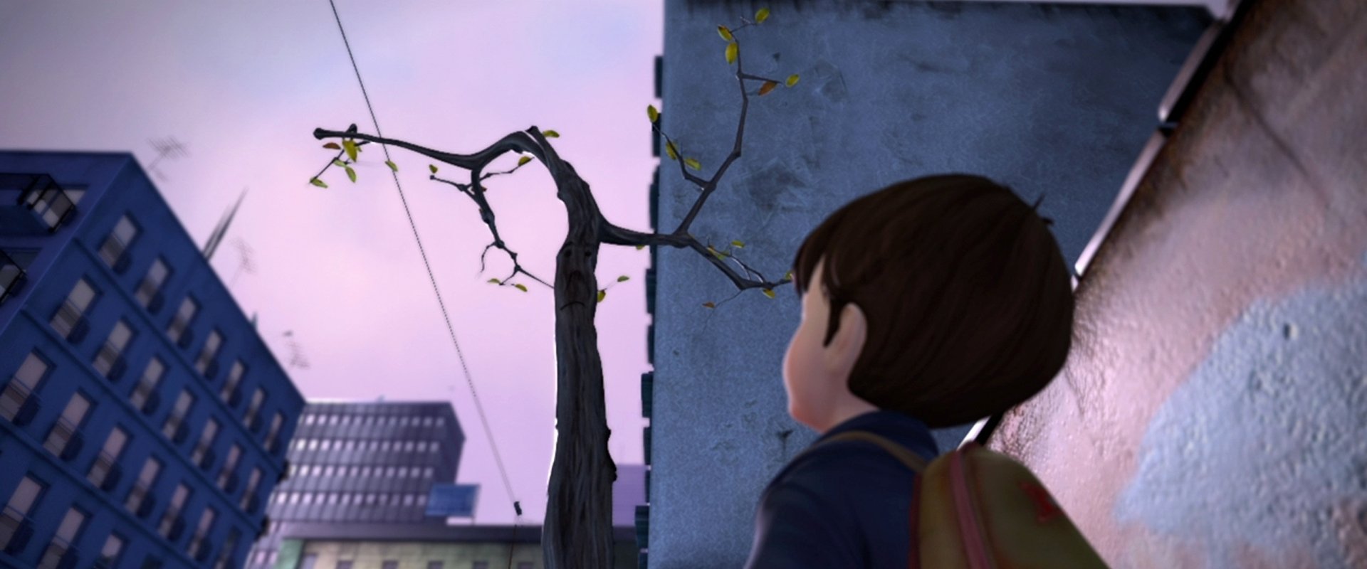 The boy and the tree backdrop