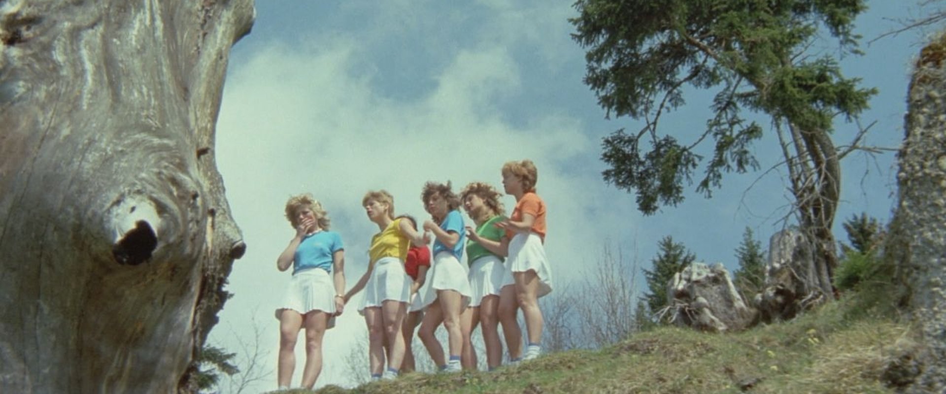 Six Swedish Girls in Alps backdrop