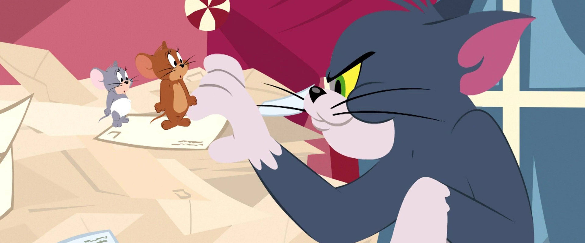 Tom and Jerry Santa's Little Helpers backdrop