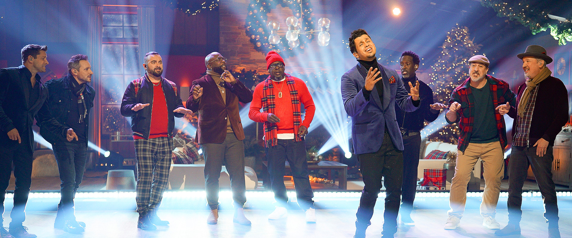 A Very Boy Band Holiday backdrop