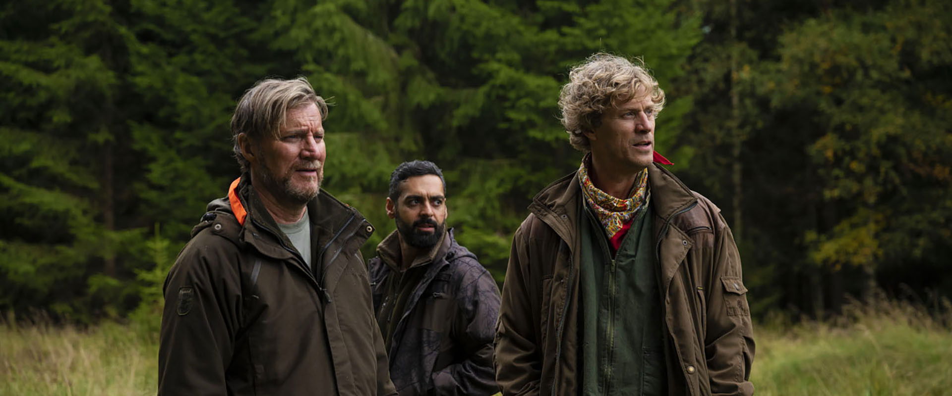 Hunters on a White Field backdrop