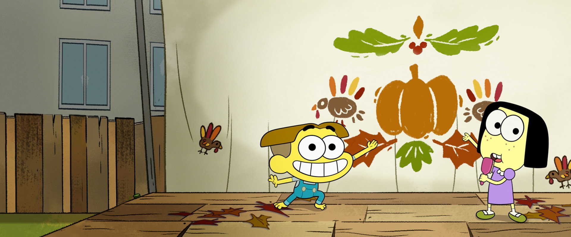 Shortsgiving with Big City Greens backdrop