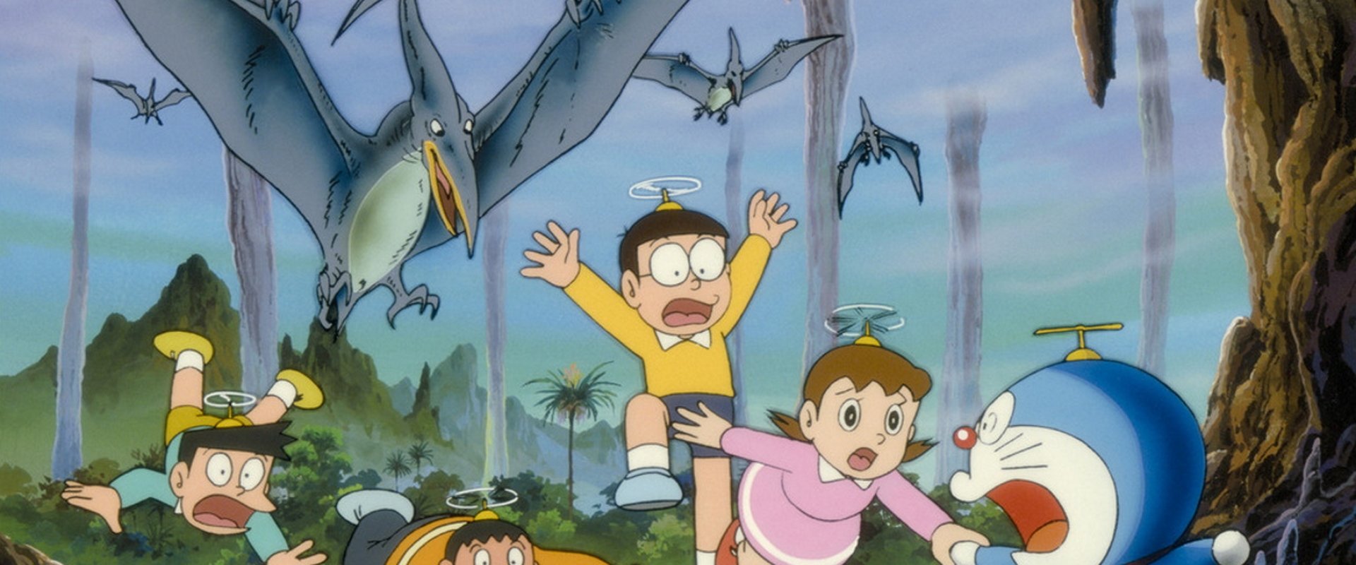 Doraemon: Nobita and the Knights on Dinosaurs backdrop