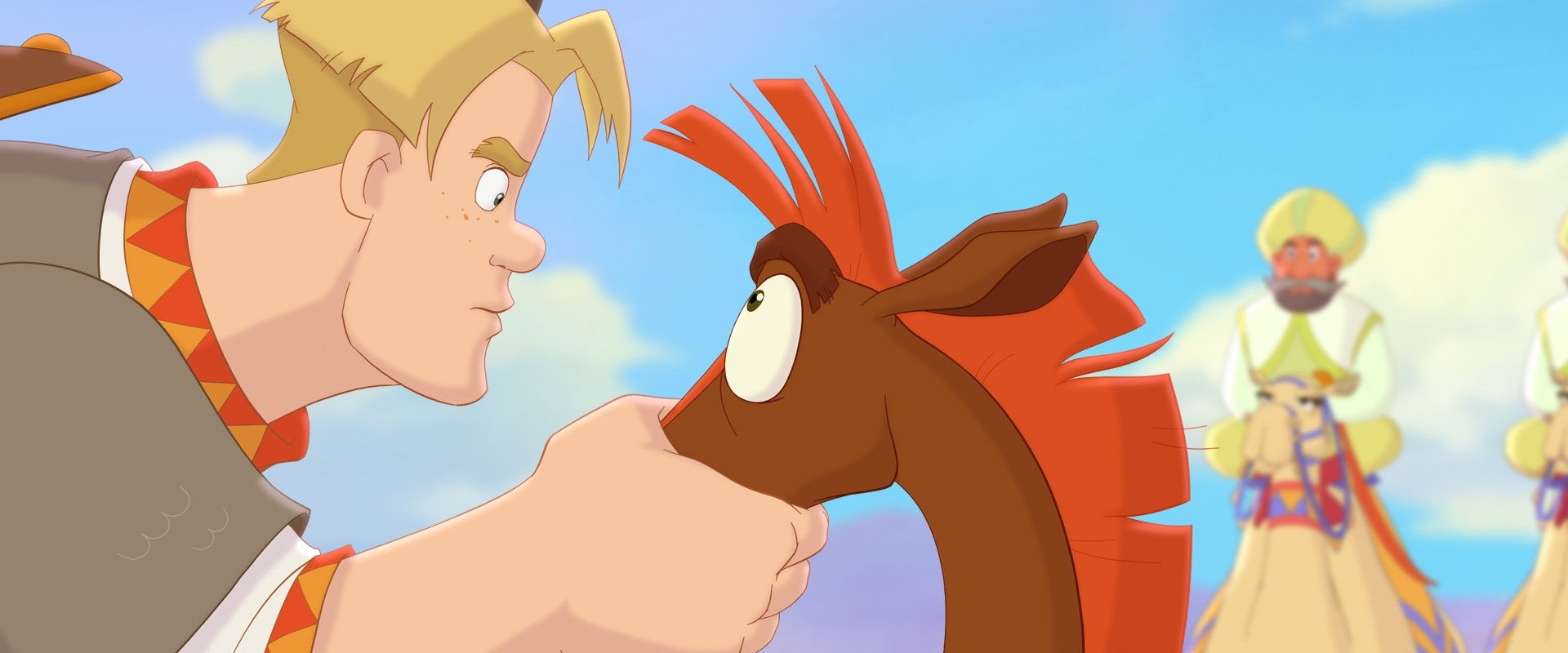 Horse Julius and Big Horse Racing backdrop