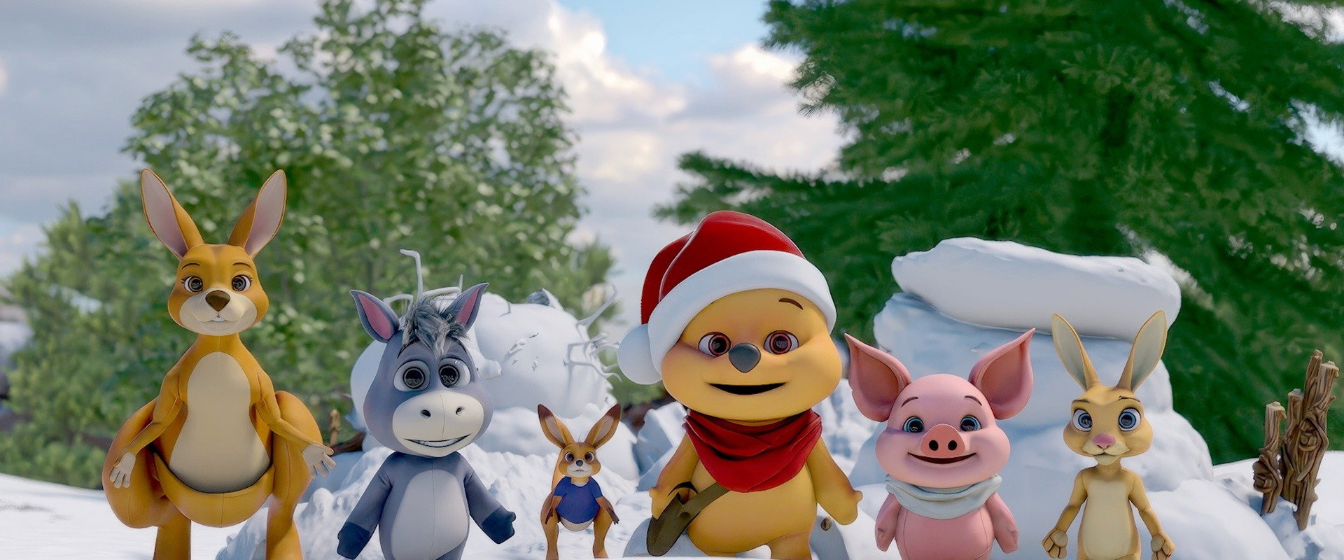 A Winnie-the-Pooh Christmas backdrop