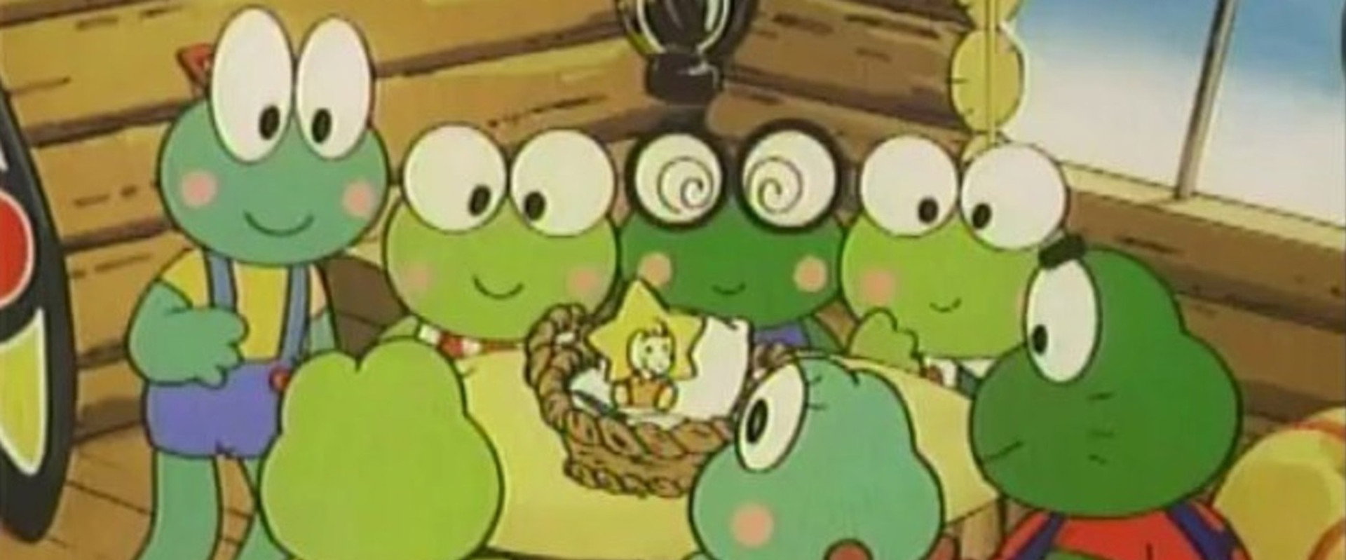 Keroppi in the Christmas Eve Gift backdrop