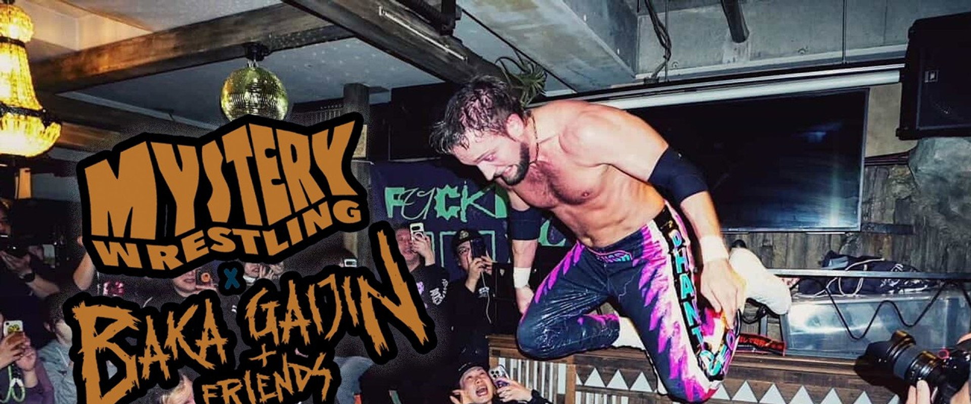 Mystery Wrestling x Baka Gaijin backdrop