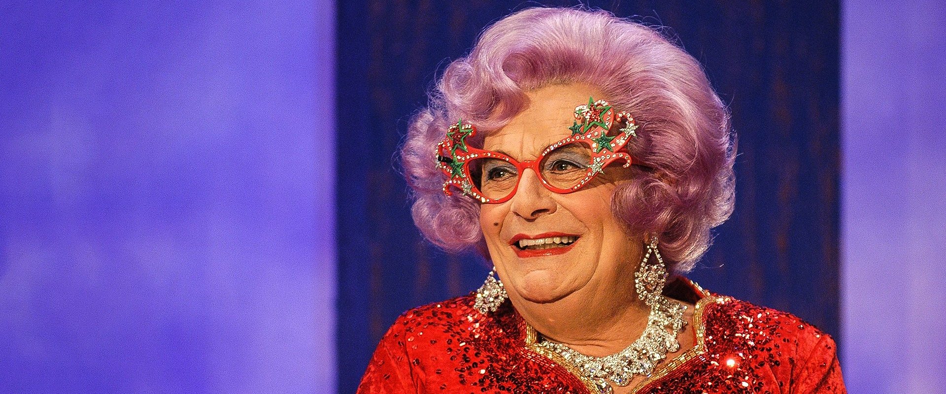 Barry Humphries at the BBC backdrop
