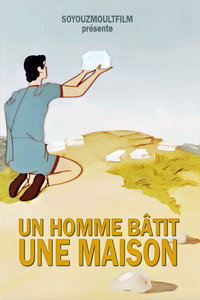 Un homme bâtit une maison