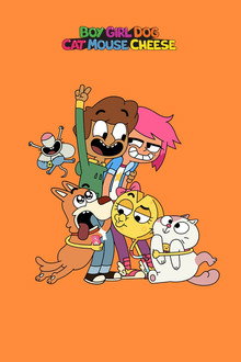 Boy Girl Dog Cat Mouse Cheese poster