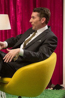 Josh Groban Wears a Suit & Striped Socks