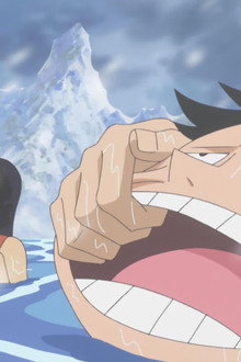 In a Real Pinch! Luffy Sinks into the Ice-cold Lake!