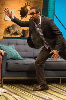Aziz Ansari Wears a Charcoal Blazer