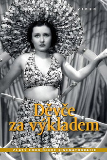 Děvče za výkladem poster